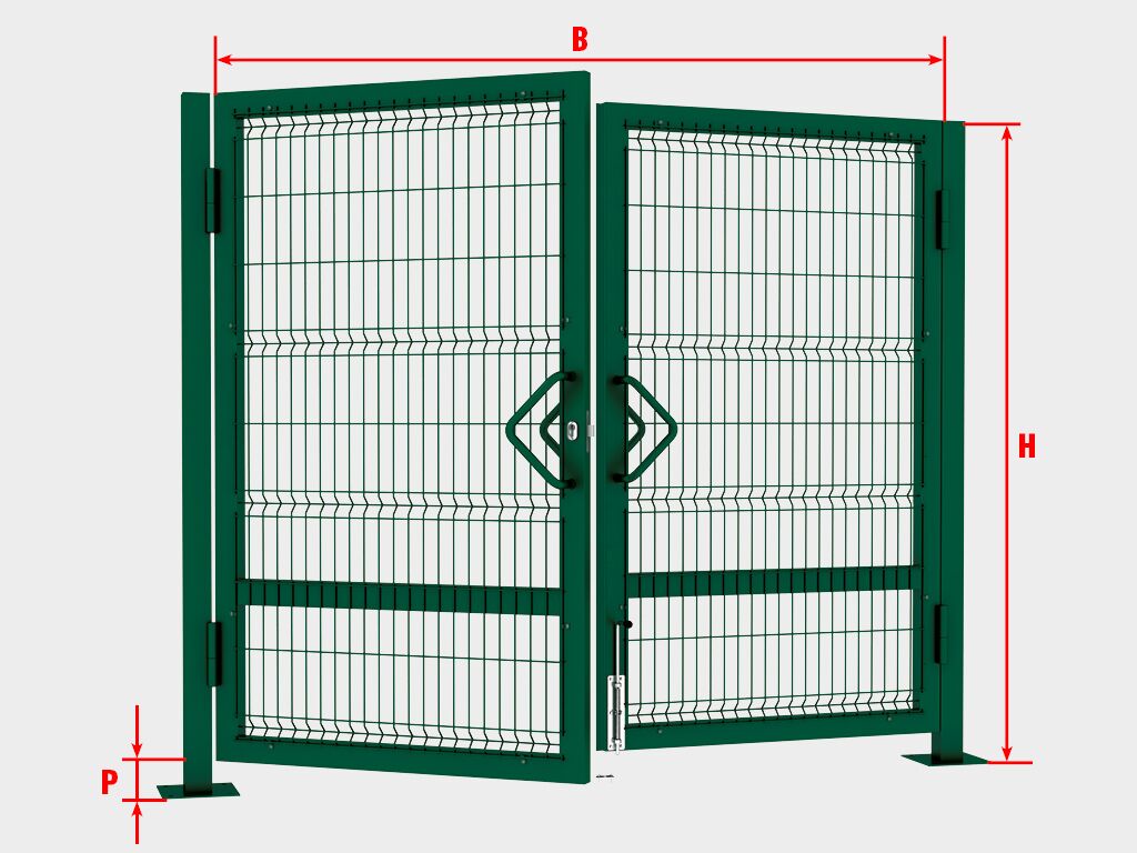 Ворота распашные со стальной рамой с заполнением сварной сеткой 4