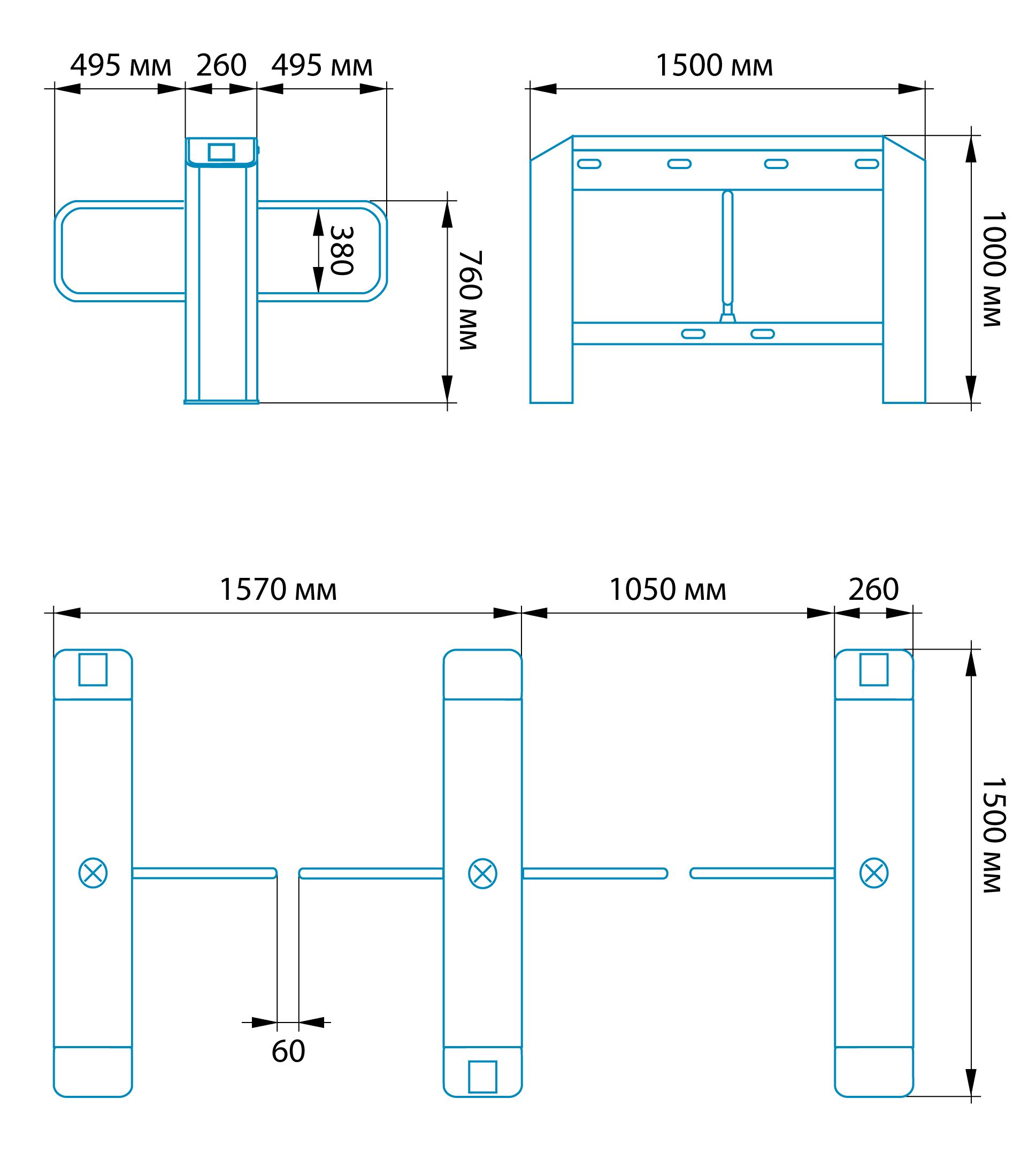 Турникет распашной БЛОКПОСТ СДВ 1000, средняя секция для СДВ 500 1 Турникет распашной БЛОКПОСТ СДВ 1000, средняя секция для СДВ 500 1