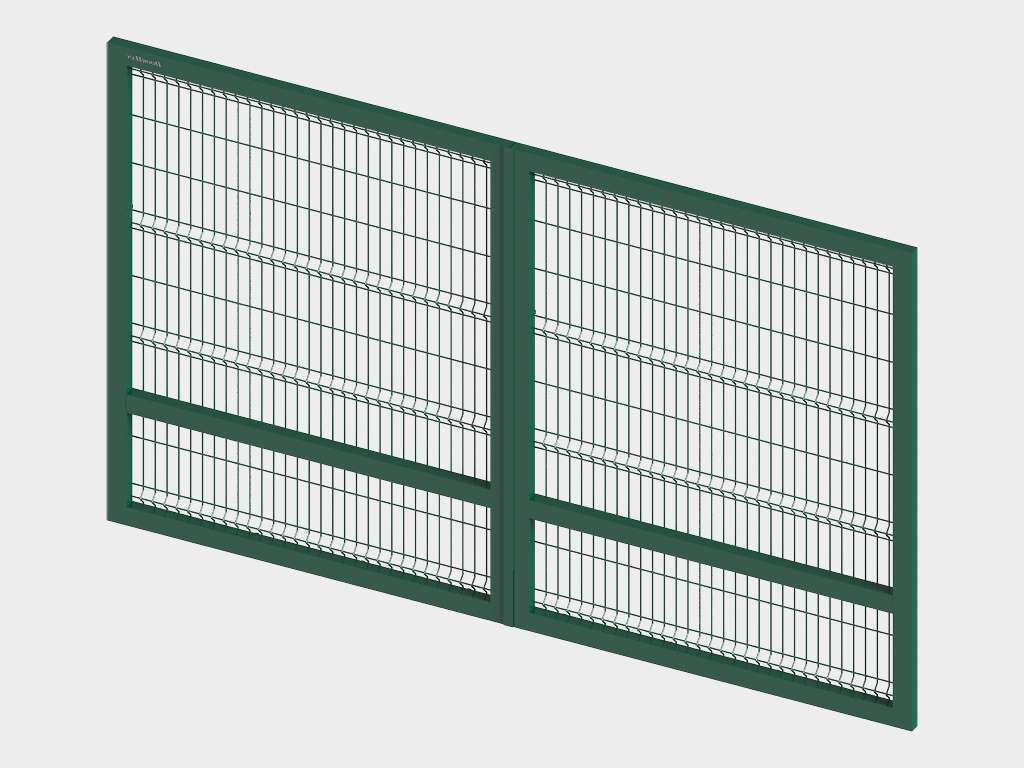 Ворота распашные со стальной рамой с заполнением сварной сеткой 11