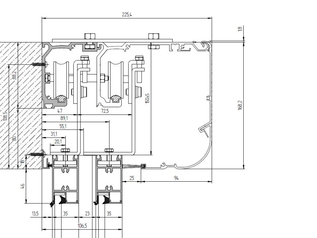 Комплект дверей (две подвижные лайтстворки и фрамуга сверху) для привода AD-SP 6 Комплект дверей (две подвижные лайтстворки и фрамуга сверху) для привода AD-SP 6