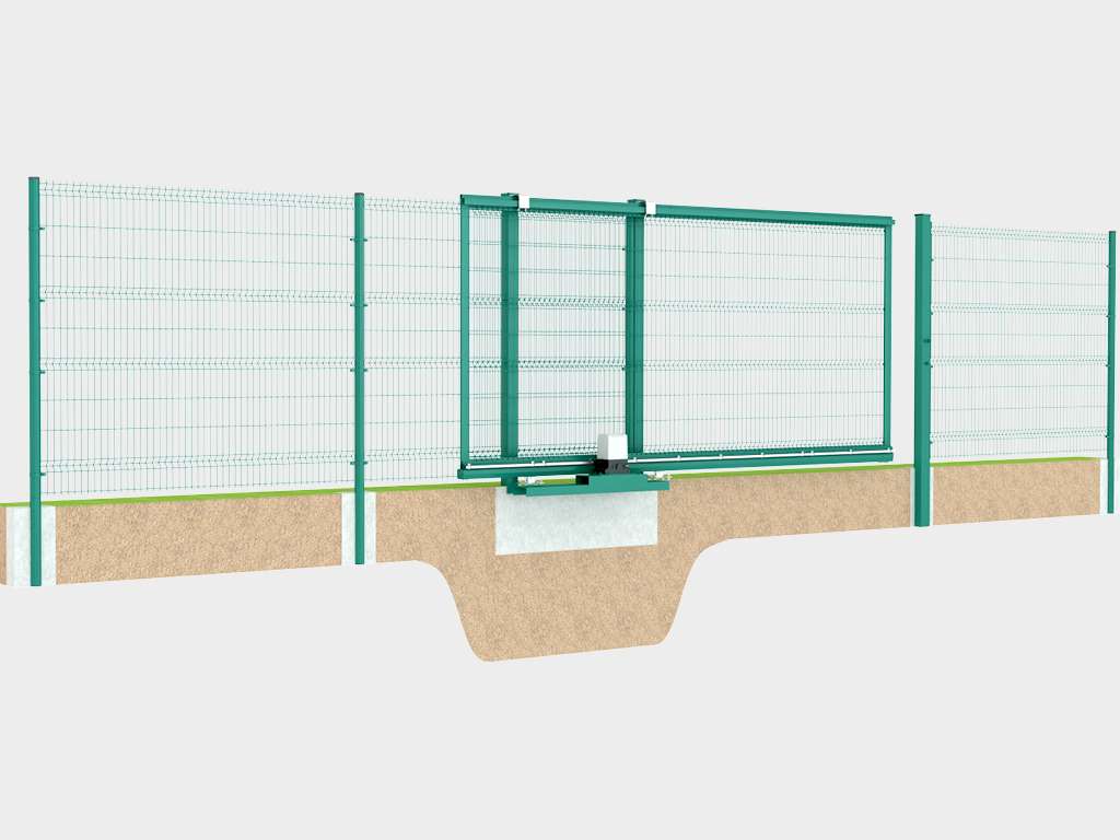 Откатные ворота со стальной рамой и заполнением сварной сеткой 4