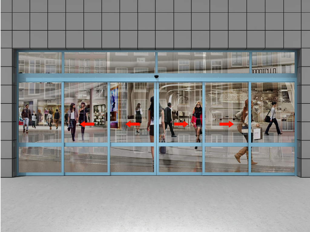 Комплект телескопической раздвижной двери (четыре подвижные и две неподвижные лайтстворки и фрамуга) для привода AD-SP-TELESCOPE 3 Комплект телескопической раздвижной двери (четыре подвижные и две неподвижные лайтстворки и фрамуга) для привода AD-SP-TELESCOPE 3