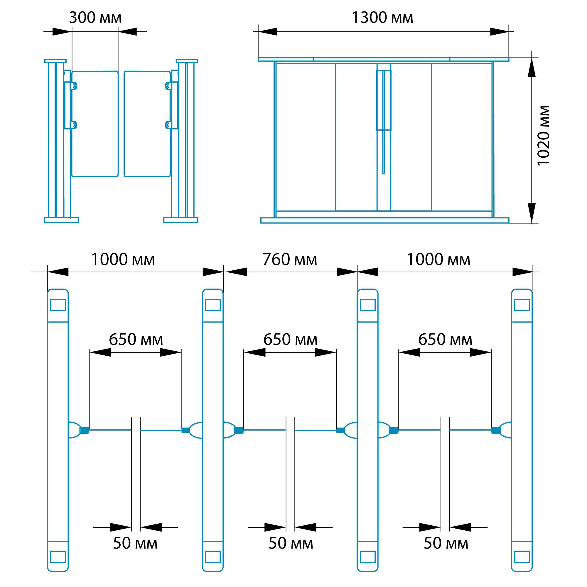 Турникет распашной БЛОКПОСТ РСП 900 1