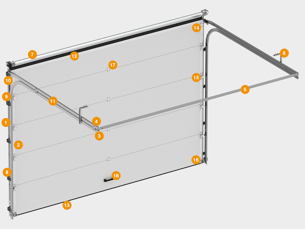 Ворота гаражные секционные из алюминиевых панелей с пружинно-инерционным механизмом RSD02LUX 1