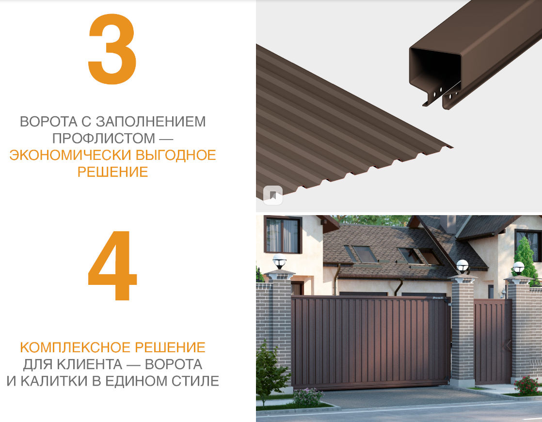 Откатные ворота из профлиста Revolution 10