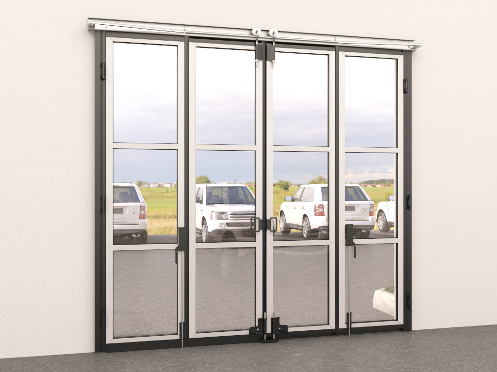 Складные панорамные ворота без нижней направляющей 1 Складные панорамные ворота без нижней направляющей 1