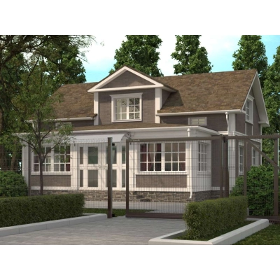 Откатные ворота со стальной рамой и заполнением сварной сеткой