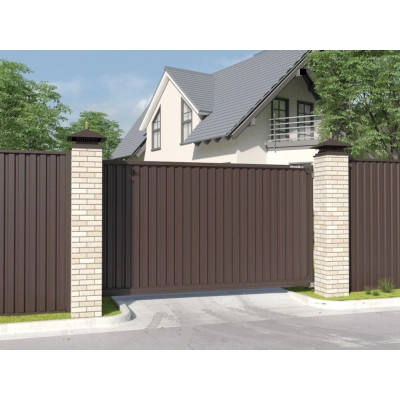 Откатные ворота из профлиста Revolution