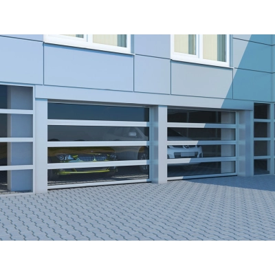 Промышелнные секционные ворота с панорамным остеклением ISD02