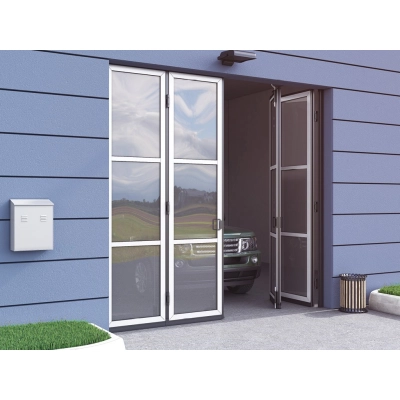 Складные панорамные ворота без нижней направляющей