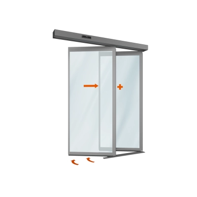 Комплект автоматической раздвижной двери (одна подвижная и одна неподвижная створки антипаника) для привода AD-SP