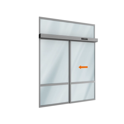 Комплект автоматической раздвижной двери (одна подвижная, одна неподвижная створки и фрамуга сверху) для привода AD-SP