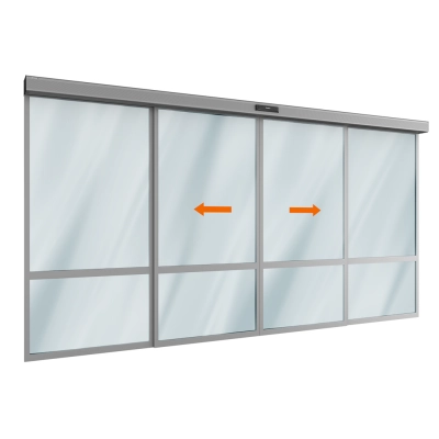 Комплект автоматической раздвижной двери (две подвижные и две неподвижные лайтстворки) для привода AD-SP